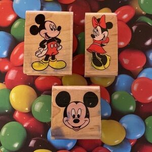 Lot of Disney Mickey Mouse Minnie Mouse Wood Mounted Stamps